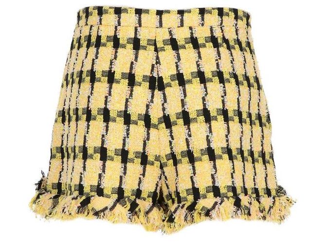 Falda-pantalón de tweed de algodón amarillo Moschino - Años 2000 Negro Arena - vista 2
