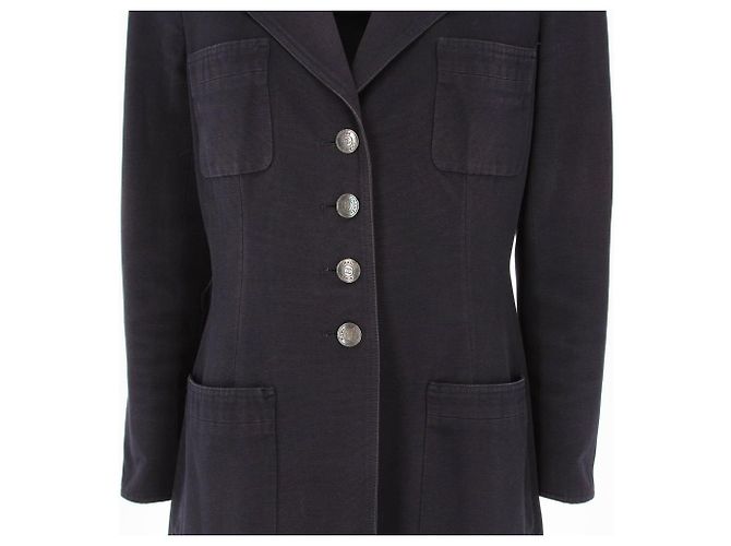 Giacca in cotone a coste blu navy Chanel - vista 4