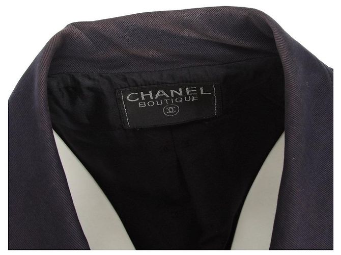 Giacca in cotone a coste blu navy Chanel - vista 5