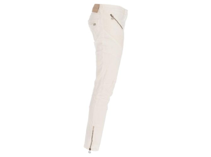 Pantalones de denim blanco de algodón Balmain - años 2000 - vista 3