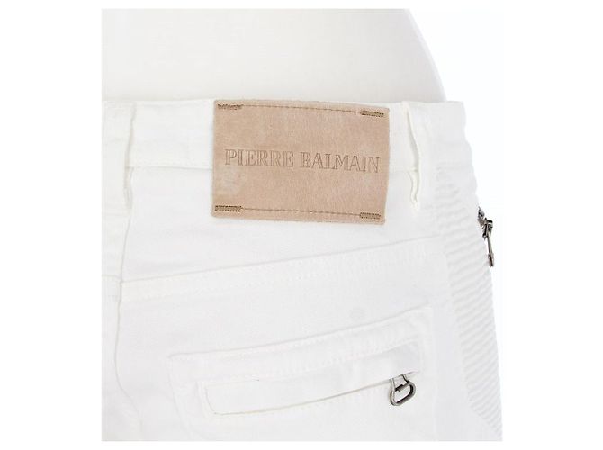 Pantalones de denim blanco de algodón Balmain - años 2000 - vista 4