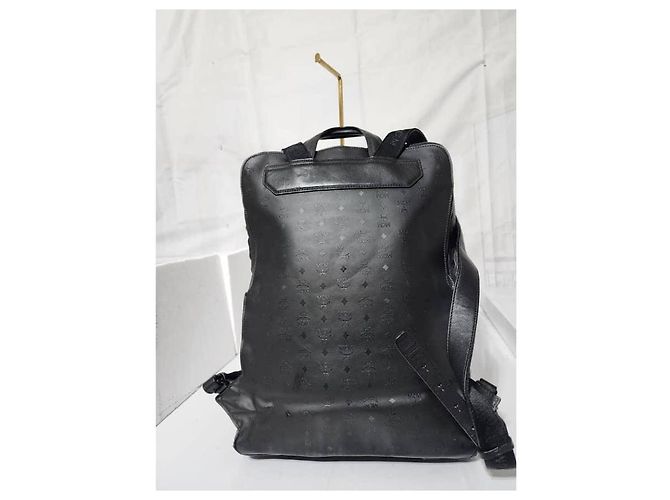 MCM Calfskin Embossed Medium M Moment Backpack Black - view 18