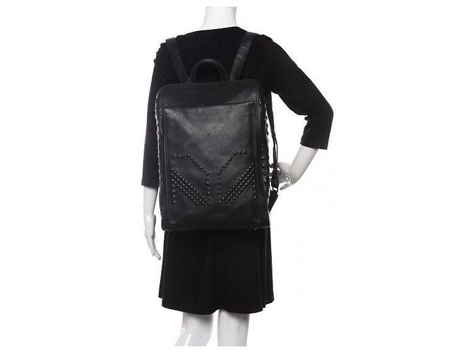 MCM Calfskin Embossed Medium M Moment Backpack Black - view 3