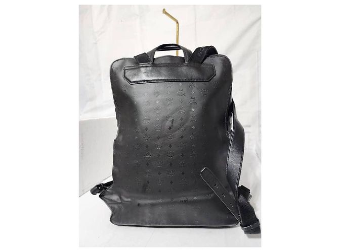 MCM Calfskin Embossed Medium M Moment Backpack Black - view 8
