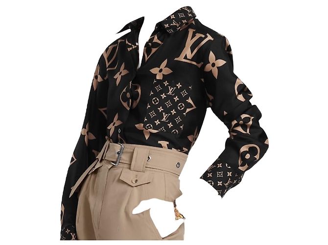 Louis Louise Louis Vuitton Monogramm Seidenbluse Braun - Ansicht 3