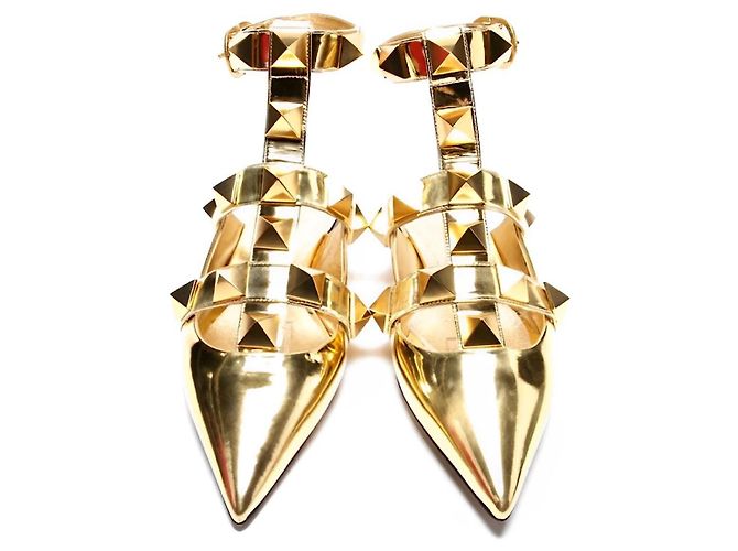 Sandali Valentino Garavani Roman Stud in pelle oro D'oro - vista 2