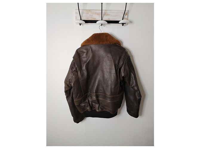 Schott Lederjacke Herren Hellbraun Dunkelbraun - Ansicht 4