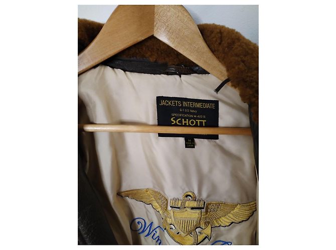 Schott Lederjacke Herren Hellbraun Dunkelbraun - Ansicht 6