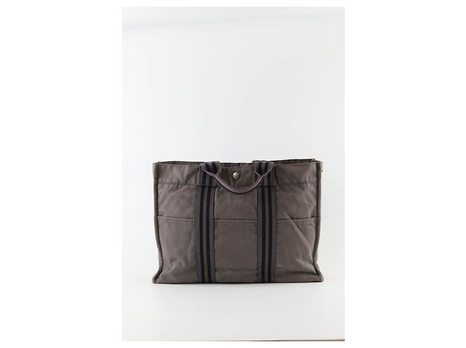 Hermès Bolsa de mão Toto em algodão cinza - vista 5