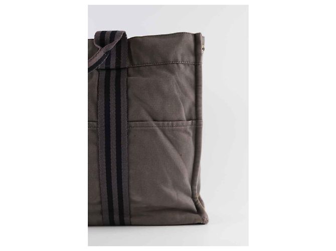 Hermès Bolsa de mão Toto em algodão cinza - vista 6