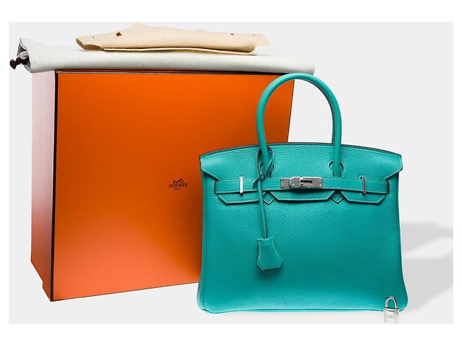 Hermès Borsa HERMES Birkin 30 in Pelle Blu - 102533 - vista 2