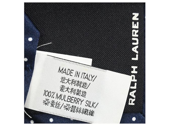 Cravatta a pois Ralph Lauren in seta blu navy - vista 3