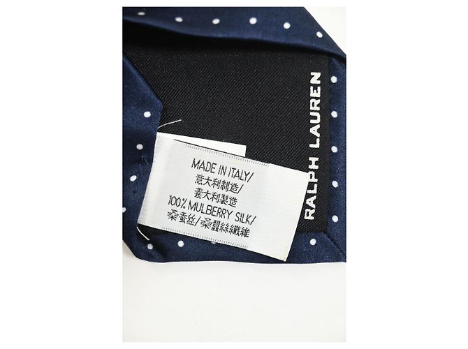 Cravatta a pois Ralph Lauren in seta blu navy - vista 7