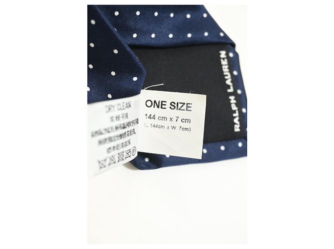 Cravatta a pois Ralph Lauren in seta blu navy - vista 8