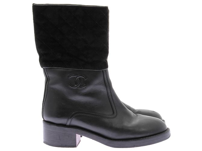Botines CHANEL T.EU 37.5 Cuero Negro - vista 2