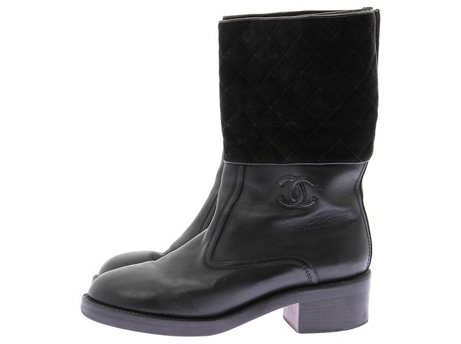 Botines CHANEL T.EU 37.5 Cuero Negro - vista 3