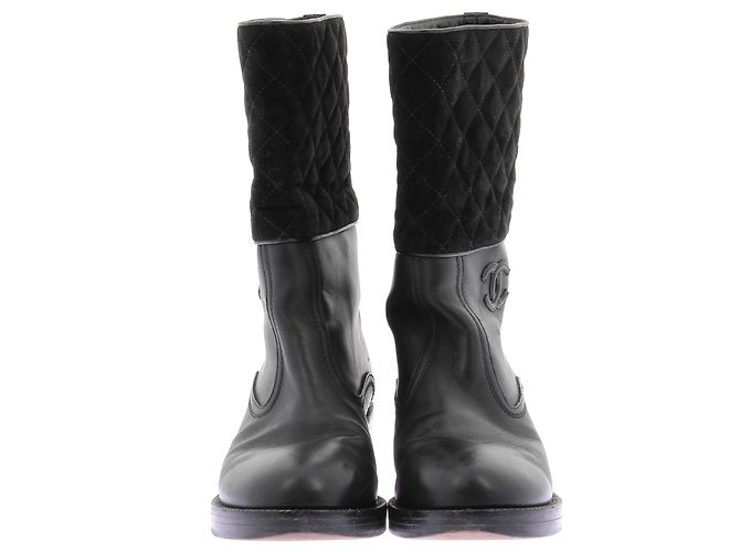 Botines CHANEL T.EU 37.5 Cuero Negro - vista 4