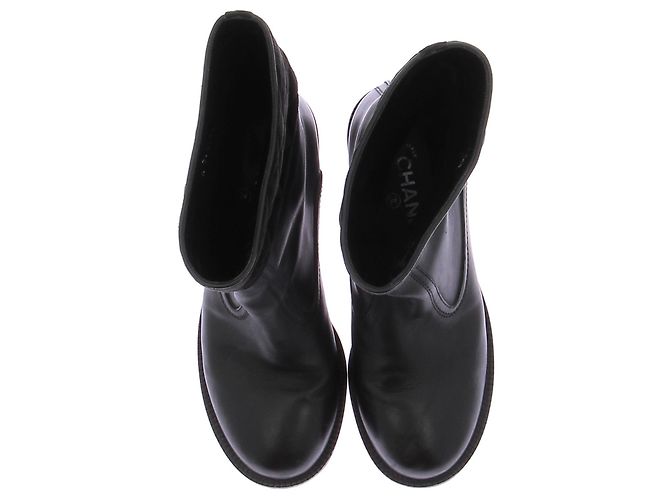 Botines CHANEL T.EU 37.5 Cuero Negro - vista 6