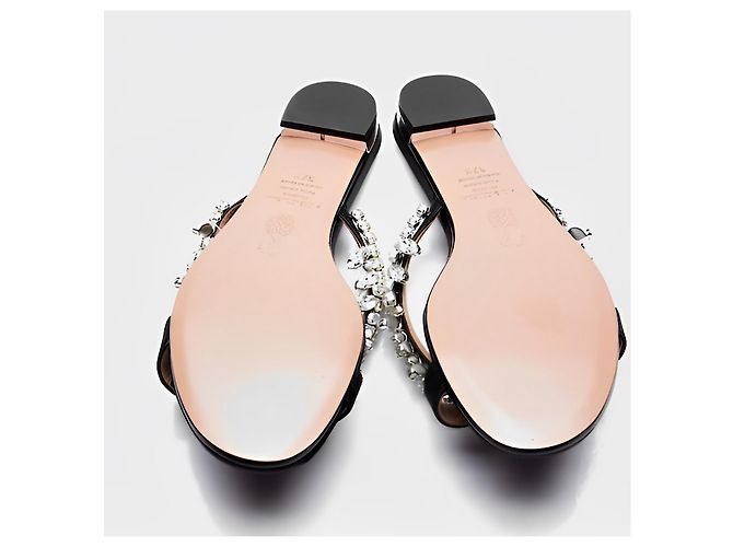 Sandali Aquazzura Gem Palace in satin nero - vista 3