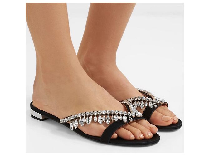 Sandali Aquazzura Gem Palace in satin nero - vista 4