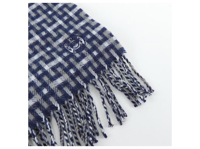 Hermès Bufanda de cachemira Hermes Beige Azul marino - vista 2