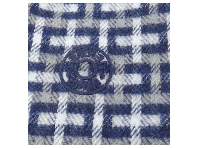 Hermès Bufanda de cachemira Hermes Beige Azul marino - vista 4