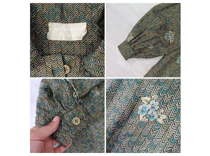 Mila Shön Vintage grüne Seidenbluse mit Blumenmuster von Mila Schon - Ansicht 11