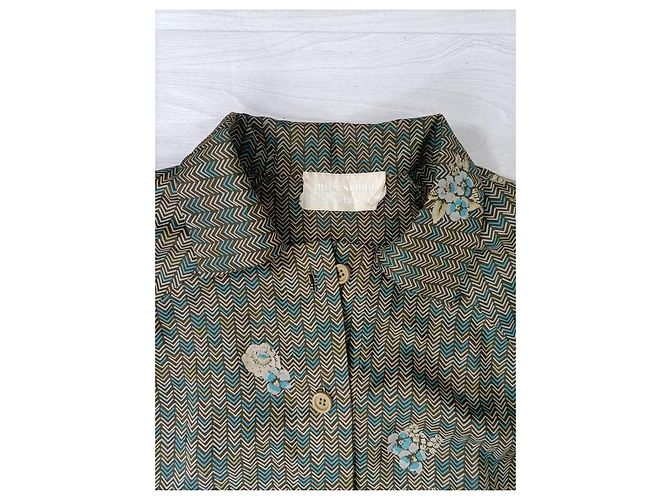 Mila Shön Vintage grüne Seidenbluse mit Blumenmuster von Mila Schon - Ansicht 3
