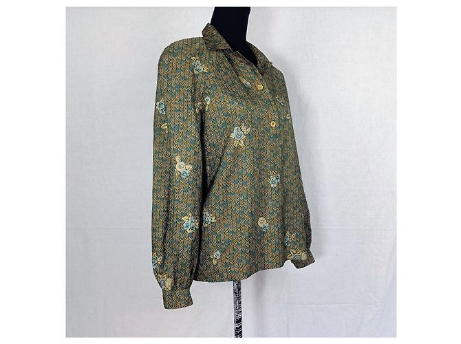 Mila Shön Vintage grüne Seidenbluse mit Blumenmuster von Mila Schon - Ansicht 4