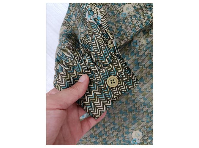 Mila Shön Vintage grüne Seidenbluse mit Blumenmuster von Mila Schon - Ansicht 6