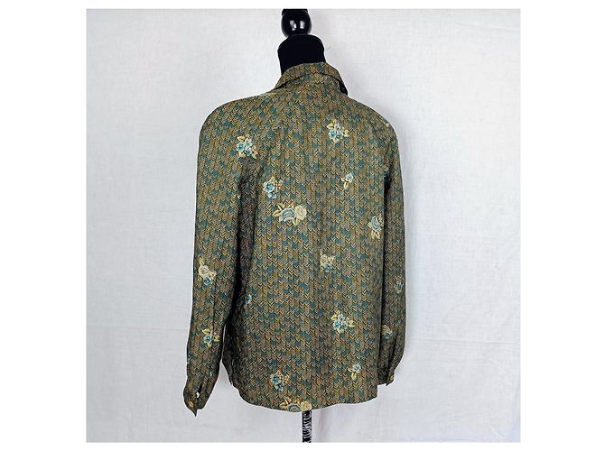 Mila Shön Vintage grüne Seidenbluse mit Blumenmuster von Mila Schon - Ansicht 7