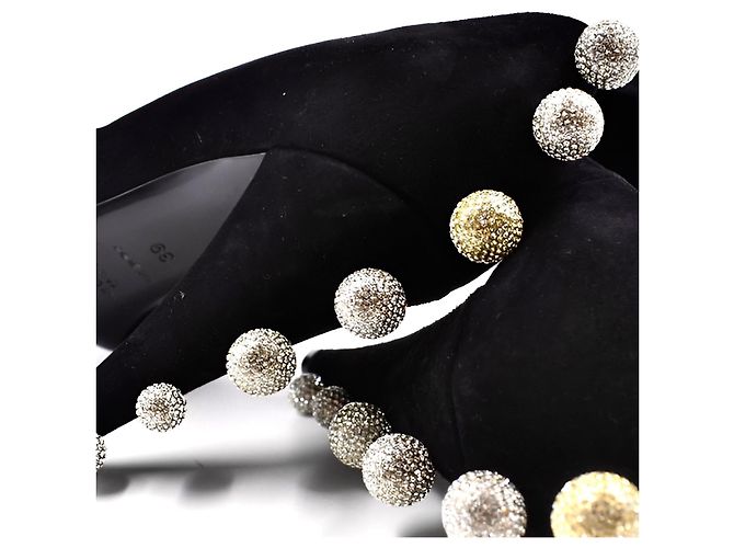 Décolleté Saint Laurent in scamosciato con cristalli neri Nero - vista 4