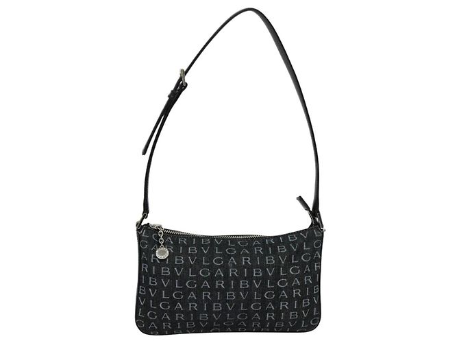 Bulgari Borsa a spalla BVLGARI Logo mania in tela nera Auth BA153 Nero - vista 2