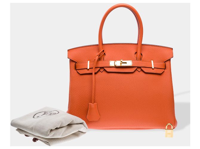 Hermès Sac HERMES Birkin 30 en Cuir Orange - 102531 - vue 2