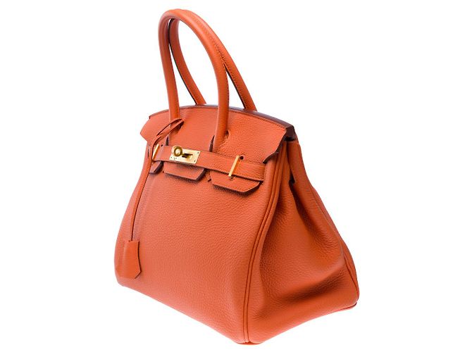 Hermès Sac HERMES Birkin 30 en Cuir Orange - 102531 - vue 5