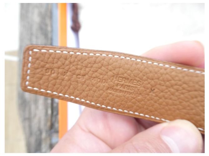 Cintura Hermès in vitello liscio nero / Epsom oro 90 cm nuova con scatola e dustbag - vista 4