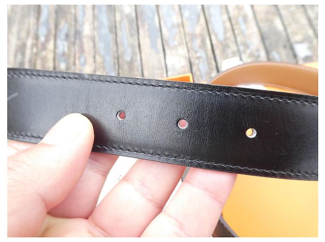 Cintura Hermès in vitello liscio nero / Epsom oro 90 cm nuova con scatola e dustbag - vista 8