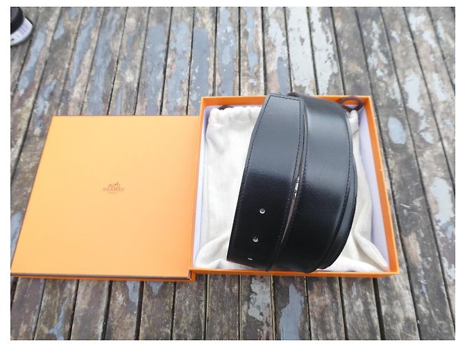 Hermès reversible belt black box / chocolate epsom 100cms box and dustbag - view 2