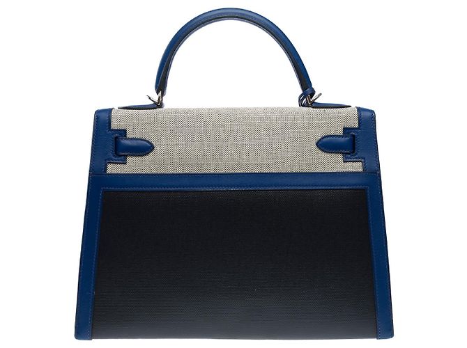 Hermès HERMES Kelly 32 Bag in Blue Canvas - 102529 - view 4