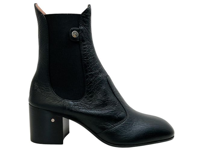 Botas ankle Angie de couro preto Laurence Dacade - vista 2