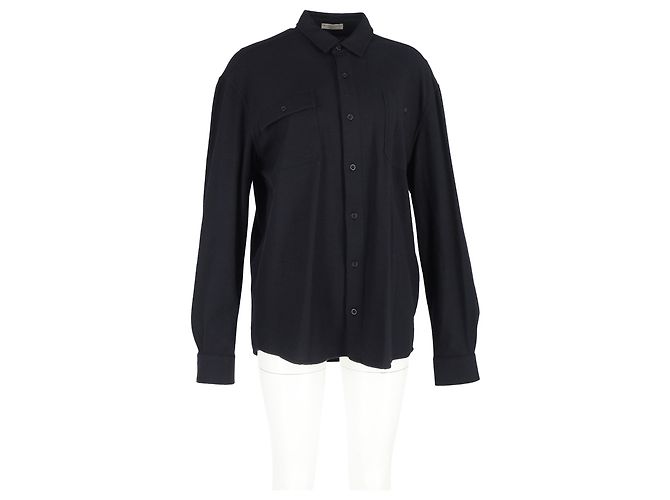 Camicia a maniche lunghe con bottoni Bottega Veneta in lana nera Nero - vista 4