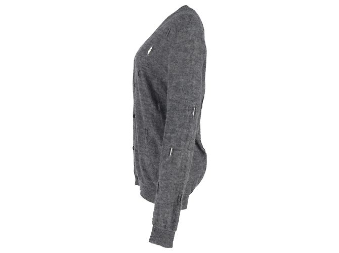 Abgenutzte Bottega Veneta Strickjacke aus grauer Wolle - Ansicht 2