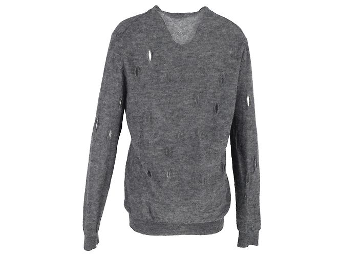 Abgenutzte Bottega Veneta Strickjacke aus grauer Wolle - Ansicht 3