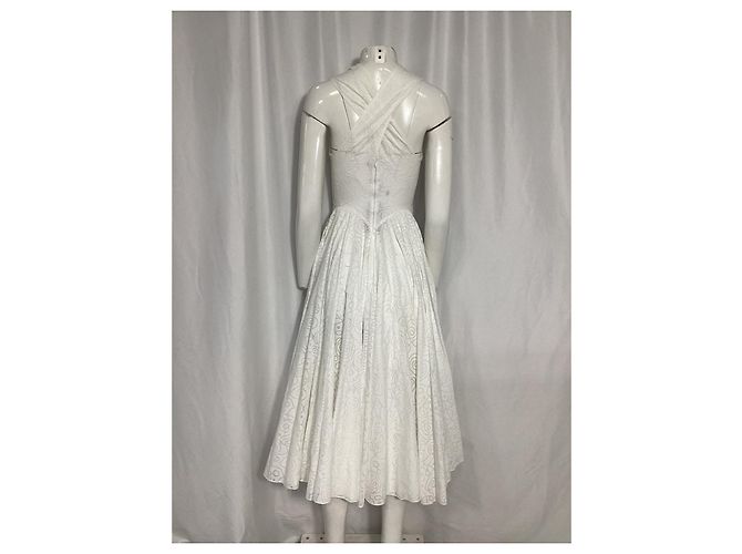 Vestido midi estampado com costas cruzadas Alaïa em algodão branco - vista 10