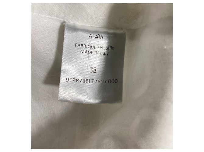 Vestido midi estampado com costas cruzadas Alaïa em algodão branco - vista 11