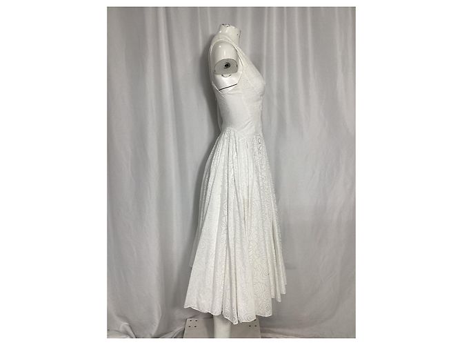 Vestido midi estampado com costas cruzadas Alaïa em algodão branco - vista 12