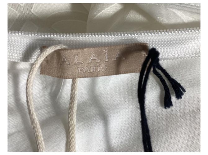 Vestido midi estampado com costas cruzadas Alaïa em algodão branco - vista 14