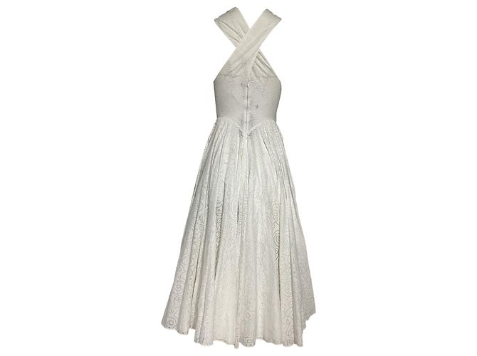 Vestido midi estampado com costas cruzadas Alaïa em algodão branco - vista 3