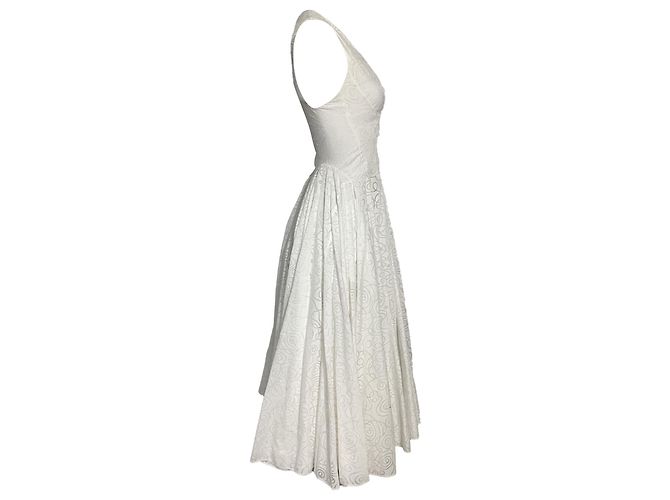 Vestido midi estampado com costas cruzadas Alaïa em algodão branco - vista 5