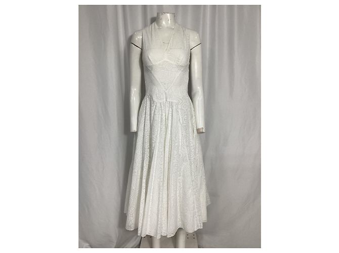 Vestido midi estampado com costas cruzadas Alaïa em algodão branco - vista 8